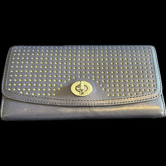Coach Handbags - COACH Stylish Blue spots yellow Women's Long Wallet Great Condition